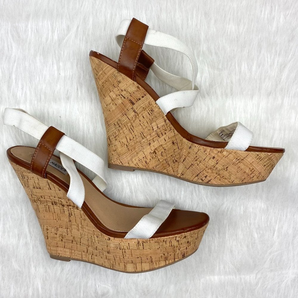 Steve Madden Tan Cork Wedge Sandals Size 10M